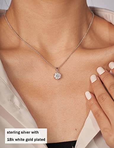 IMOLOVE Moissanite Solitaire Pendant Necklaces for Women Sterling Silver with 18K White Gold Plated 2 Carat D Color VVS1 Clarity Mossanite Jewelry for Women - Thumbnail 3