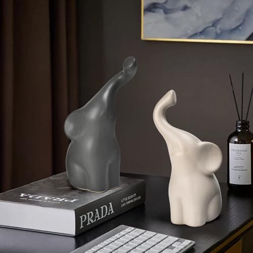 Boobezeen Elephant Statues Home Decor Small Figurines Home Ceramic Decor Sisterhood Elephant Ornament for Living Room House Shelf Table Vanity Entryway DéCor - Thumbnail 5