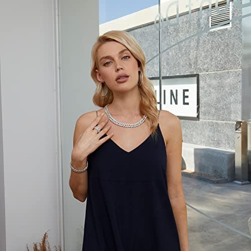 Gemsme Full Iced Out Cubic Zirconia Cuban Link Chain Hip Hop 18K White Gold Plated Miami Cuban Link Chain Necklace for Men Women (22 Inch) - Thumbnail 5