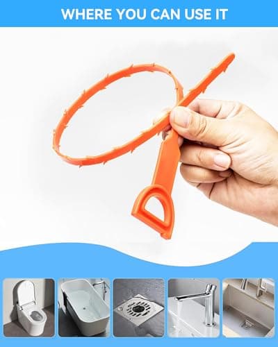 6 Pack Drain Clog Remover - Flexible Drain Snake for Effective Cleaning Hair and Debris in Sink or Bathtub, 20 Inch - Thumbnail 5