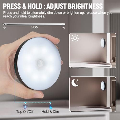 DWEPTU Motion Sensor Night Light 2 Pack LED Night Lights, Dusk to Dawn Motion Sensor for Bedroom, Bathroom, Toilet, Stairs, Kitchen, Hallway - Thumbnail 2
