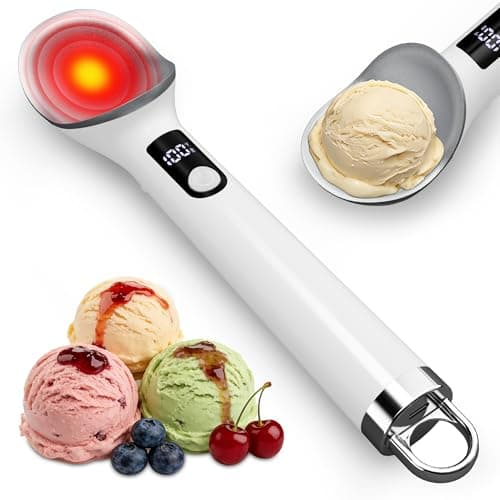 Vabaso Upgraded Heated Ice Cream Scoop with Removable Battery, Electric Ice Cream Scooper with LED Display, Dishwasher Safe, Heats to 158°F for Hard Ice Cream - Easy for Seniors - Image 1