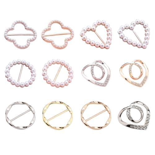 12Pcs Scarf Rings Shirt Clips - Scarf Ring Tshirt Ties Rings for Women Gold Silver Fashion Clothing Accessories - Image 1