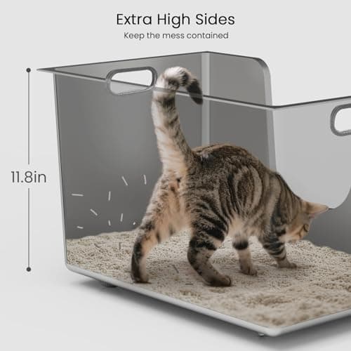 Stainless Steel Cat Litter Box 11.8” High Sides, Large Metal Litter Box with Low Entry for Big Cats, Leak-Proof Pet Toilet Kitty Litter Pan with Wheels for Mobility, Easy to Clean & Non-Stick - Thumbnail 5