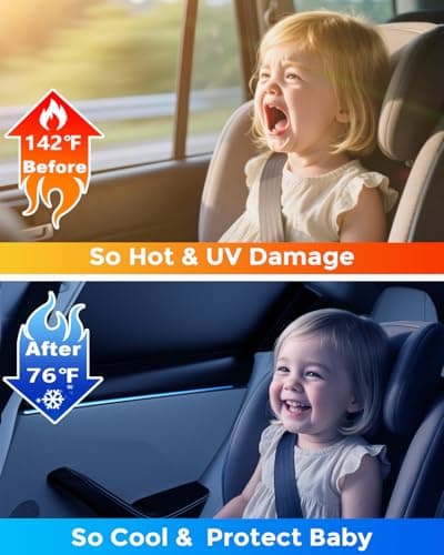 Car Window Shades for Baby (100% UV & Sun Block) Car Side Windows Covers Sun Shades for Baby in Car,Easy-Install Nano Ice-Crystal Coating-Universal Fit (Medium),2 Packs - Thumbnail 2