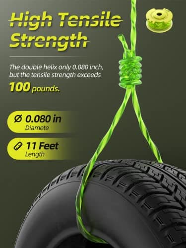 YWTESCH String Trimmer Refill for Ryobi One Plus+ AC80RL3,11 FT/0.080-Inch Weed Eater String Compatible with Ryobi Weed Wacker 18v, 24v, and 40v Trimmers (12 Trimmer Line & 3 Trimmer Cap) - Thumbnail 4