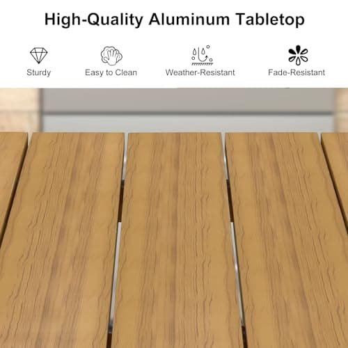 PURPLE LEAF 9 Pieces Outdoor Dining Set with Patio Aluminium Square Dining Table and Wicker Chairs Modern Furniture Cushions Sets for Backyard Indoor Decor Kitchen Teak - Thumbnail 6