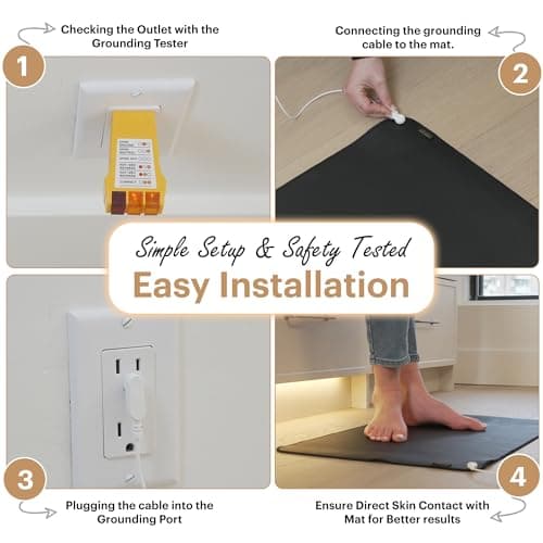 Terra Sol Best Grounding Mat for Bed - Premium 27x60in Earthing Mat for Queen, King & Twin Size - Grounding Pad for Sleeping with 15ft Cord & Safety Testers - Thumbnail 6