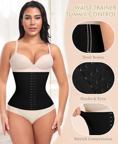 Ganado Waist Trainer for Women Corset Shapewear Tummy Control Waist Cincher Underbust Postpartum Girdle Body Shaper (#2 Black(28CM) 3X-Large) - Thumbnail 4