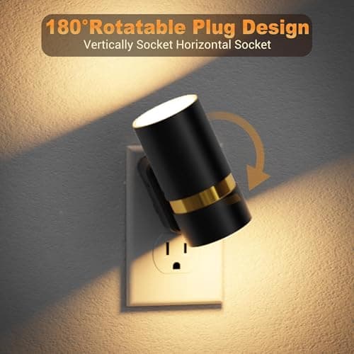 JandCase Night Lights Plug into Wall,2 Pack Amber/3000k/5000K Color Change Night Light with Dusk to Dawn, 3CCT & 10/25/50/75/100LM Dimmable Plug in LED Nightlight for Bedroom, Hallway, Stairs - Thumbnail 5