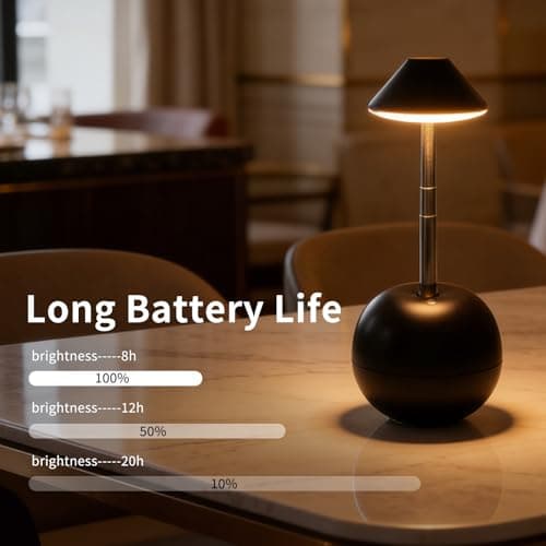 UMLAEN Rechargeable LED Table Light, Tumbler Cordless Table Lamp with 3 Colors & 7 RGB Stepless Dimmable Touch Control Lamps for Patio Restaurant Dining Home Bars (Black) - Thumbnail 5