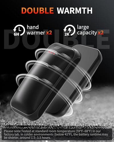 Lerat Hand Warmers Rechargeable 2 Pack, Portable Electric Hand Warmer Max 131℉, Reusable Slim Pocket Heater Handwarmers, Gifts for Men, Women, Outdoor, Golf, Camping, Hunting Essentials - Thumbnail 6