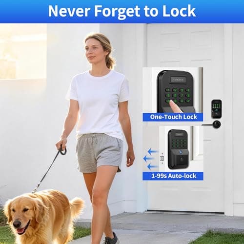 Smart Keyless Entry Door Lock - Biometric Door Lock with 2 Lever Handles, Physical-Button Keypad Deadbolt with Fingerprint, Digital Smart Locks for Front Door, Auto Lock, APP Control, Easy to Install - Thumbnail 4