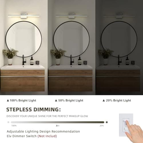 7Degobii Brushed Nickel Vanity Light for Bathroom - 5CCT Dimmable, Adjustable Angle, 23.62-inch Long 16W LED Bar Light Fixture Over Mirror - Modern Wall Lighting - Thumbnail 3