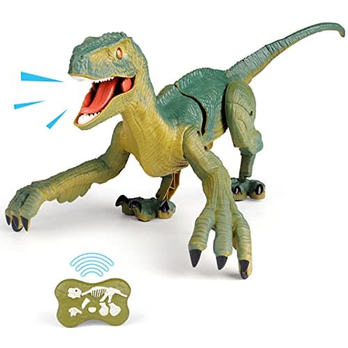 VERTOY Remote Control Dinosaur Toys for Kids - Build a Big Walking Velociraptor Dino with Light and Sound, Birthday Gift Ideas for Boys and Girls 3-5 5-7 8-12 Year Old - Image 1