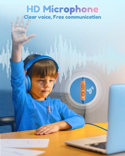 awatrue USB-C Kids Headphones with Mic - 85/94dB Volume Limiter, Foldable Wired Toddler Headphones for Boys & Girls, Over-Ear Type-C Kid Headphones for School, Travel, lPad, Tablet & Smartphones - Thumbnail 6