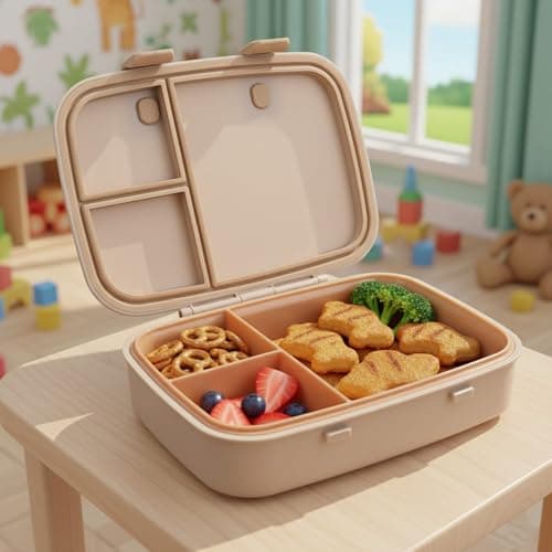 Clevakid Kids Bento Explorer Lunch Box, 3 No-Mix Compartments, Microwave & Dishwasher Safe, Lightweight with Removable Tray, for Daycare, Preschool, School (Dark Brown Toffee) - Thumbnail 3