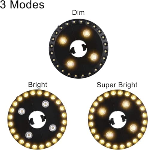 HFLYJPYW Patio Umbrella Light 3 Brightness Modes Cordless 28 LED Lights-4 x AA Battery Operated,Umbrella Pole Light for Patio Umbrellas,Camping Tents or Indoor Use (Warm White) - Thumbnail 4