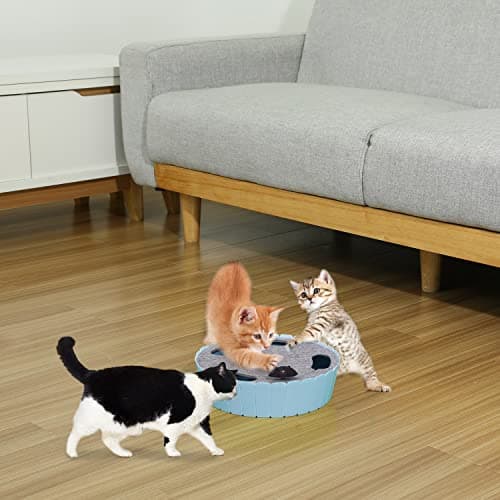 Pawaboo Interactive Cat Toy with Running Mouse, Electronic Motion Cat Toy Automatic Teaser for Indoor Cats, Pop and Play Hide Seek Cats Toys Hunting Mouse for Pet Kitten Play Fun Exercise, Blue - Thumbnail 4
