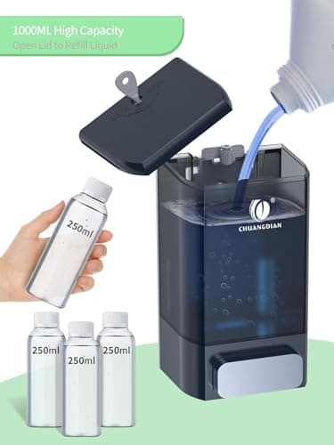 Manual Soap Dispenser Bathroom Kitchen Wall Mounted Soap Dispenser for Bathroom Shower Shampoo Gel Liquid Plastic Container 34oz/1000 ml, Dark Grey, CHUANGDIAN - Thumbnail 2