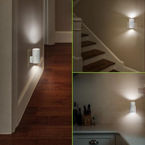 Modern Led Night Lights - Sensor Dusk To Dawn, 5000K Daylight White, Dimmable 0-100 LM, 2 Pack for Bathroom, Bedroom, Kitchen, Toilet, Hallway - Thumbnail 6