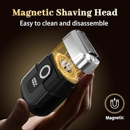 HENZILO Electric Foil Shaver for Men: Mini Electric Razor for Face/Beard - 3 Floating Blades Cordless Razor with LED Display - IPX7 Waterproof Wet Dry Shaving for Travel & Home, USB Type C - Thumbnail 4
