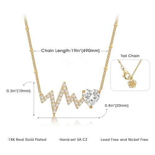 Helirose Heart Necklace for Women, Gold Necklace 18K Gold Plated, Dainty Romantic Heart Pendant, Hypoallergenic Jewelry, Birthday Gifts for Women, Mothers Day Gifts, Gift Box & Message Card (White) - Thumbnail 5