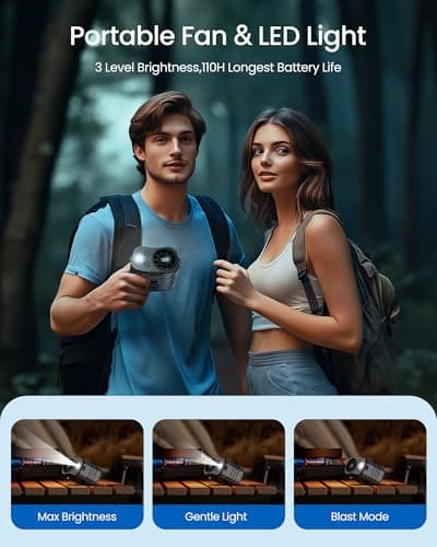 Primelove 10000mAh Portable Waist Rechargeable Fan, Clip on Belt Fan With 10 Speeds 16000PRM Strong Airflow, Hands-Free Hanging Neck Fan, Long-Lasting Cooling for Camping, Hiking, Outdoor,Jobsite,Grey - Thumbnail 5