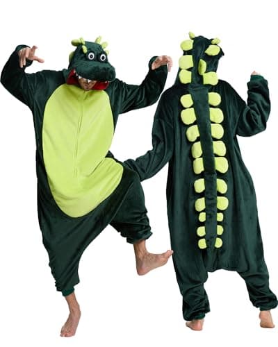 ANMIBOBU Unisex Adult Onesie Pajamas Animal Cosplay Halloween Costume One Piece Plush Sleepwear Homewear(Snappy Croc-S) - Image 1