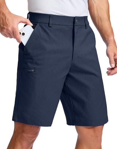 Pudolla Men's Casual Shorts 7/9 Inch Golf Shorts Stretch Dress Work Shorts for Men with 4 Pockets Quick Dry Lightweight(Navy-9"-40)