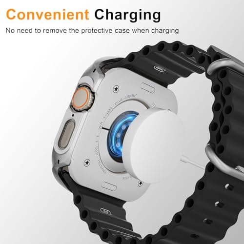 SDOCEBF Aluminum Alloy Case for Apple Watch Ultra 3/2/1 49mm, Apple Watch Ultra 2 Protective Metal Case, Shockproof Bumper with Back Cover, Silver - Thumbnail 5