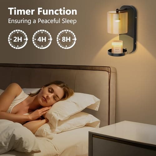 seenlast Wall Mounted Candle Warmer Lamp with Remote Control, Timer & Dimmer, Flameless Wax Melt Warmer for Jar Candles, Metal Wall Sconce for Home Fragrance & Decorative Lighting - Thumbnail 3