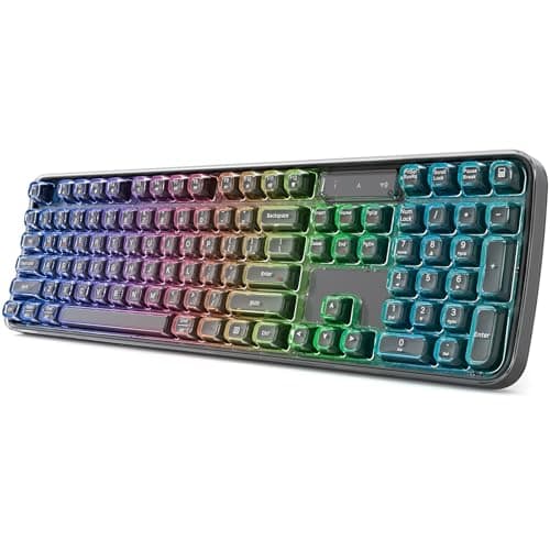 MOFII Upgraded Wireless Ergonomic Keyboard, BT/2.4Ghz Tri-Mode with Natural Curve, RGB Backlit, Rechargeable Battery, Full-Size for Computer/Laptop/Mac/MacBook, Pearl Black - Image 1