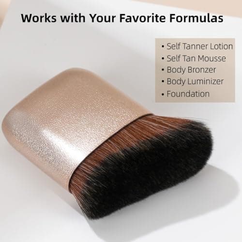 GOERTI Self Tanner & Bronzer Brush with Travel Case – Large Kabuki Body Makeup Brush for Face & Body, Ultra Soft Vegan Kabuki Foundation Makeup Brush for Liquid, Cream & Powder Applicator - Thumbnail 6