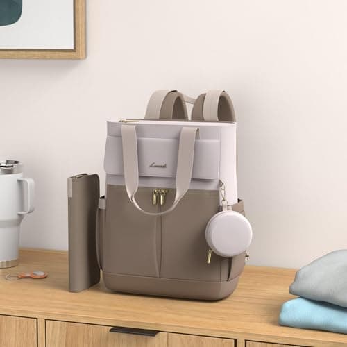 LOVEVOOK Diaper Bag Backpack,Diaper Tote Bag with Insulated Pockets,Bag with Changing Pad,Large Bag with Pacifier Case,15.6 Inch Anti-Theft Laptop Backpack for Women - Thumbnail 3