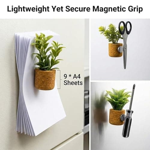 4Pcs Plant Fridge Magnets,Mini Vase Magnets for Fridge with Fake Plants,Cute Refrigerator Magnets for Kitchen Home Decoration,Gifts for Women and Men Dad Grandpa - Thumbnail 4