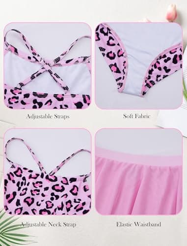 Seanrui Girls One Piece Swimsuits with Skirt 8-10 Cute Tankini Bathing Suits 2026 Girl Swimwear Size 10 for Teens Leopard - Thumbnail 6