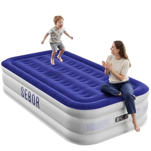 Sebor Air Mattress Twin with Built-in Pump 18", Comfortable Self-Inflating Air Mattress with High-Speed Pump, Durable Blow Up Mattress Twin with Storage Bag for Guests, Camping, Travel - Image 1