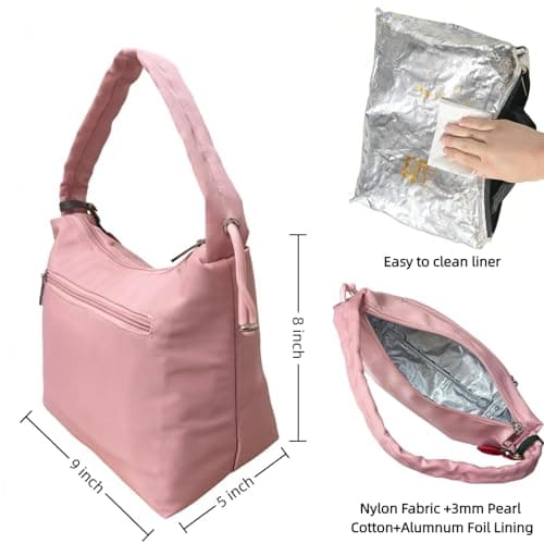 TTCAYU Lunch Bag Women Small Insulated Lunch Bags Cute Lunchbox Lightweight Cooler Bag For Work Picnic Travel (PINK-lunch bag) - Thumbnail 3