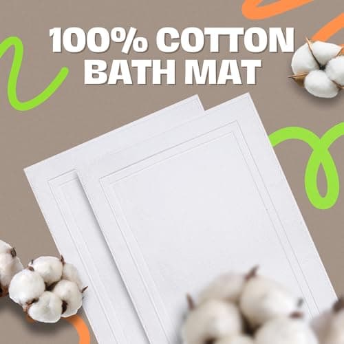 Infinitee Xclusives Premium Cotton Bath Mats for Bathroom – Pack of 2 | 34x22 Inches | Ultra Soft, Super Absorbent, Non-Slip, Machine Washable Mats (White) [Not a Rug] - Thumbnail 5