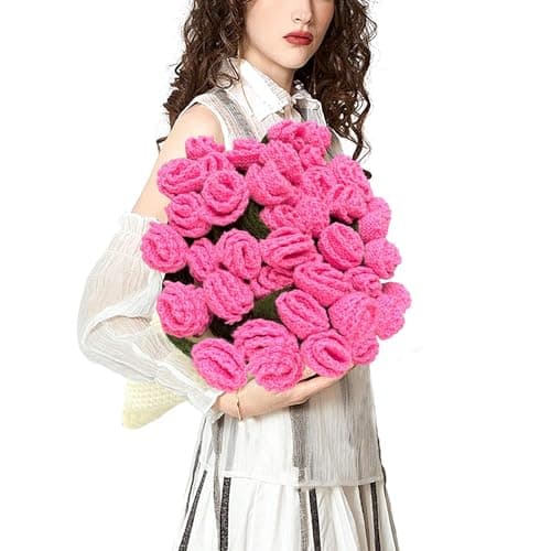 Crochet Flower Bouquet Rose Blanket-Graduation Gifts for Friend Her Teacher Appreciation, Soft Handmade Knitted Throw Bloom Blankets Birthday Gift for Girlfriend Women Wife, Wedding Anniversary - Image 1