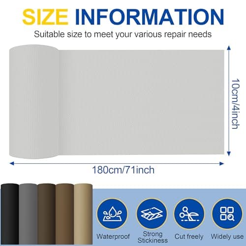 YIKAD Fabric Repair Tape, Self Adhesive Canvas Repair Patch, Waterproof Outdoor Canvas Tape/Patch Kit for Sun Shades Clothing Tent Awnings Boat Cover Couches Grey 4x71 inch - Thumbnail 2