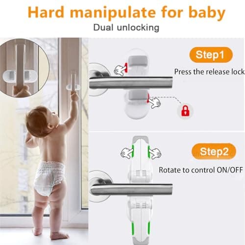 4-Pack Door Handle Baby Proof Lock – Child Proof Door Lever Lock for Kids Safety – Stops Toddler, Dog & Cat from Opening Doors – Easy One-Hand Adult Use, No-Drill Adhesive – Fits Home Bath/Kitchen - Thumbnail 5