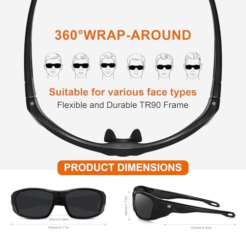 suoso Sports Polarized Sunglasses for Men & Women – UV400 Protection Wrap Around Sun glasses for Fishing, Driving & Cycling - Thumbnail 5