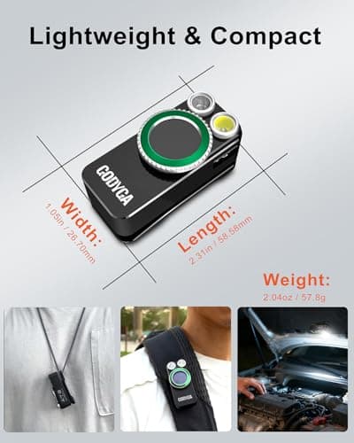 Godyga 2-in-1 Small Flashlight with White & Red Light, Golf Score Counter, 500 Lumens IPX6 Waterproof Rechargeable Magnetic Clip-on Light with Smart Screen for Golf, Camping, Cycling, Emergency - Thumbnail 5