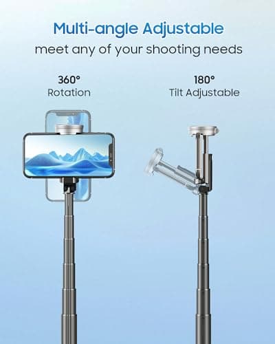 ACKIMA 67" Selfie Stick Tripod, All in One Phone Tripod with Wireless Remote, Extendable Compact Tripods Portable Travel Stand for iPhone Android Selfie/Video Recording/Live Stream/Vlog - Thumbnail 5