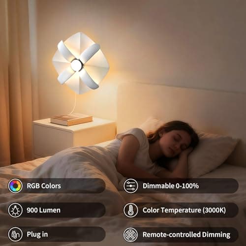 Honey Tour Dimmable Plug in Wall Sconces, Floral Mood LED Wall Light with Remote Control, 7 RGB Color Wall Light Sconces Wall Decor Gifts Mounted Lighting for Bedroom Living Room, Mother's Day - Thumbnail 5