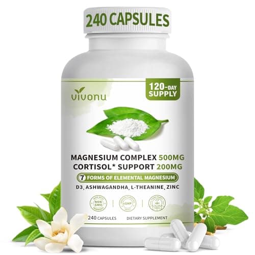 Magnesium Complex for Women & Men with Cortisol Support, D3, Zinc, 7 Forms Magnesium Supplement 500 MG - Magnesium Glycinate, l threonate, Citrate & More, Supports Sleep, Stress* Relief, 240 Capsules - Image 1