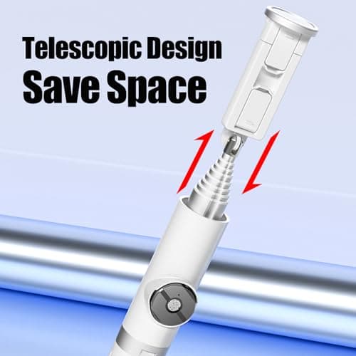 Selfie Stick Tripod Portable Extendable Cell Phone Stand with Detachable Mini Ring Light Phone Tripod Stand with Bluetooth Remote for iPhone Android for Vlogging/Travel/Live Streaming (White) - Thumbnail 3