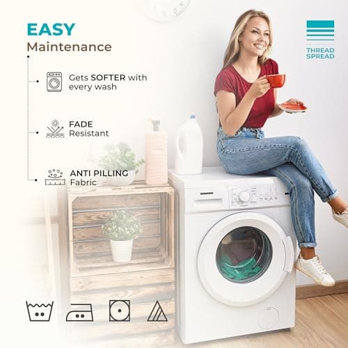 THREAD SPREAD 100% Egyptian Cotton King Size Sheets Set - 800 Series Euphoria Collection King Size Sheets (6 PC, Ivory), 16" Deep Pocket, Hotel Bed Sheet, Soft, Cooling, Sateen Bed Sheet - Thumbnail 6